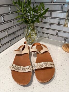 FitFlop Beige Ruffle Front Slingback Sandals